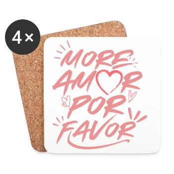 More Amor Por Favor Love Heart Design Pink - Coasters (set of 4) - white - Front