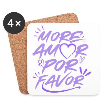 More Amor Por Favor Amour Cœur Design Rose - Dessous de verre (lot de 4) - blanc - Devant