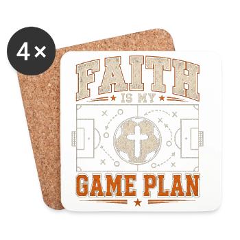 Glaube Ist Mein Spielplan Christlicher Fußball - Untersetzer (4er-Set) - Weiß - Vorne