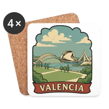 Valencia Arts and Sciences Retro Travel Sticker - Coasters (set of 4) - white - Front