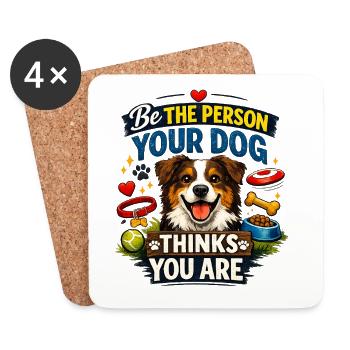 Amour du chien Citation motivationnelle de loyauté Ambiance positive - Dessous de verre (lot de 4) - blanc - Devant