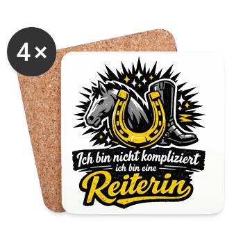 Reiterin: Nicht kompliziert - Untersetzer (4er-Set) - Weiß - Vorne