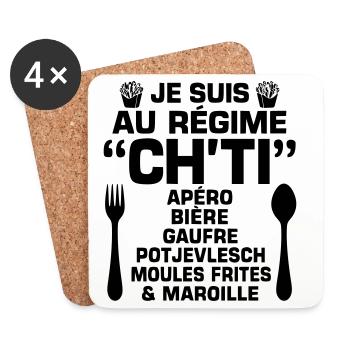 Régime ch'ti - Dessous de verre (lot de 4) - blanc - Devant