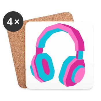 Kopfhörer 80er Retro Synthwave DJ Musik Gamer - Untersetzer (4er-Set) - Weiß - Vorne