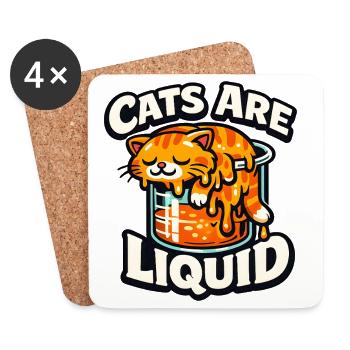Les chats sont un mème liquide - Dessous de verre (lot de 4) - blanc - Devant