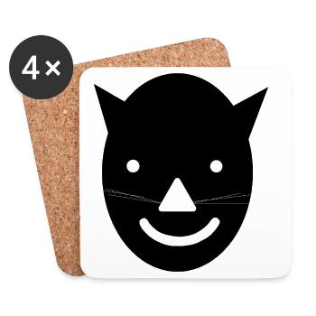 Silhouette du visage de chat - Dessous de verre (lot de 4) - blanc - Devant