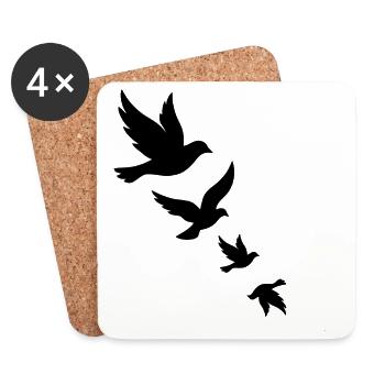 Sticker Oiseaux Volants Silhouette Liberté - Dessous de verre (lot de 4) - blanc - Devant
