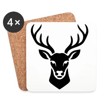 Cerf sacré minimaliste noir - Dessous de verre (lot de 4) - blanc - Devant