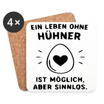 Ein Leben ohne Hühner  - Untersetzer (4er-Set) - Weiß - Vorne