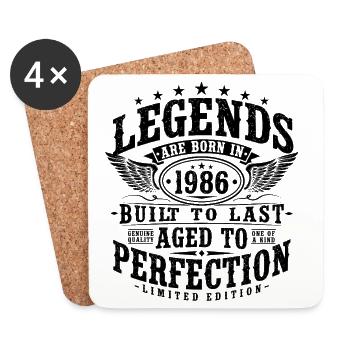 1986 Anniversaire Vintage Born Legends - Dessous de verre (lot de 4) - blanc - Devant