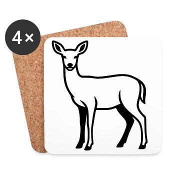 Club de chasse de chasseurs de silhouettes de cerfs Forêt forestière - Dessous de verre (lot de 4) - blanc - Devant