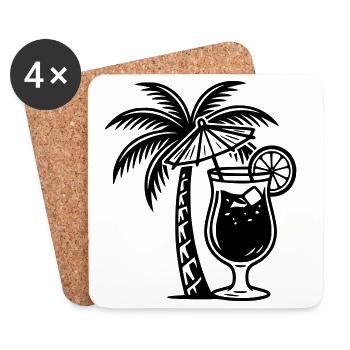 Cocktailpalme - Untersetzer (4er-Set) - Weiß - Vorne