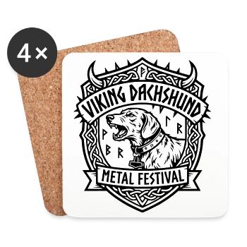 Wikinger Dackel Viking Dachshund Metal Festival - Coasters (set of 4) - white - Front