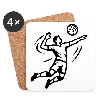 Joueuse de volley-ball Équipe de volley-ball papillon - Dessous de verre (lot de 4) - blanc - Devant