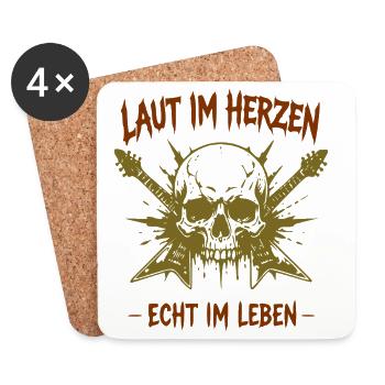 Laut im Herzen – Echt im Leben - Untersetzer (4er-Set) - Weiß - Vorne