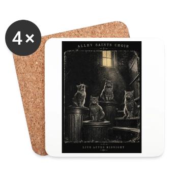 Tendance Low-Fi Vintage Chats du Chœur des Alley Saints - Dessous de verre (lot de 4) - blanc - Devant