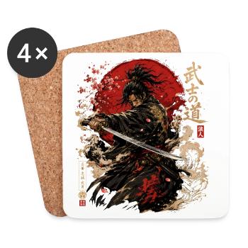 Samurai – Japan Warrior Streetwear Design - Untersetzer (4er-Set) - Weiß - Vorne