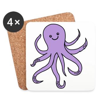 Lila Oktopus Charm - Untersetzer (4er-Set) - Weiß - Vorne