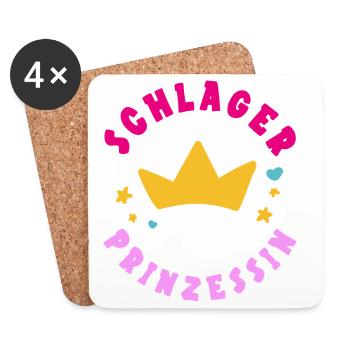 Schlager Prinzessin Krone Party Festival Outfit - Untersetzer (4er-Set) - Weiß - Vorne