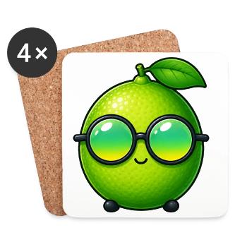 Limette Zitrone Cartoon Sommerdesign - Untersetzer (4er-Set) - Weiß - Vorne
