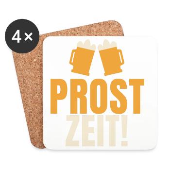 Prost Zeit lustiger Bier Spruch Feiern Geschenk - Untersetzer (4er-Set) - Weiß - Vorne