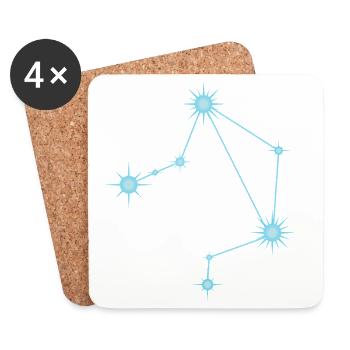 Constellation de l’étoile de la Balance Signe du zodiaque Bleu pastel - Dessous de verre (lot de 4) - blanc - Devant