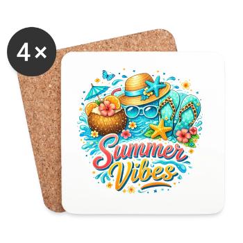 Ambiances estivales : Bonheur de plage et couleurs tropicales - Dessous de verre (lot de 4) - blanc - Devant