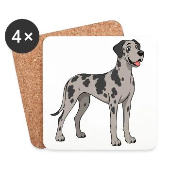 Images joyeuses d’un Dogue allemand - Dessous de verre (lot de 4) - blanc - Devant