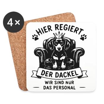 Dackelherrschaft am Thron - Untersetzer (4er-Set) - Weiß - Vorne