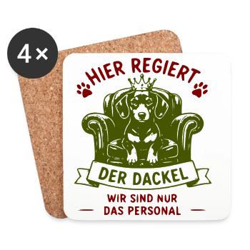 Dackel regiert: Königsstuhl - Untersetzer (4er-Set) - Weiß - Vorne