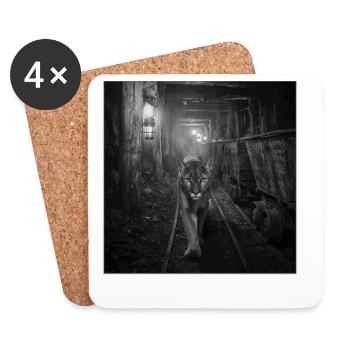 Wildcat Mine Noir Série Vintage Animal Crime - Dessous de verre (lot de 4) - blanc - Devant
