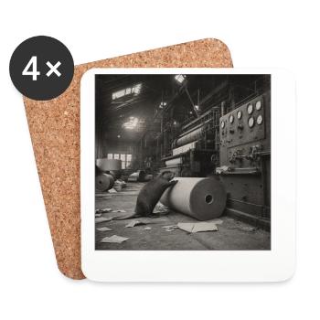 Beaver Paper Mill Industrial Retro Animal Crime - Coasters (set of 4) - white - Front