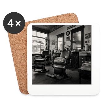 Vintage Barbershop Cat Retro Animal Crime - Coasters (set of 4) - white - Front