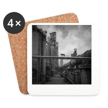 Wolf Lost Place Black & White Art Animal Crime - Coasters (set of 4) - white - Front