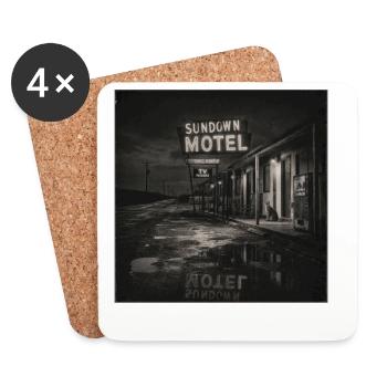 Vintage Motel Night Noir Animal Motif Cat Animal - Coasters (set of 4) - white - Front