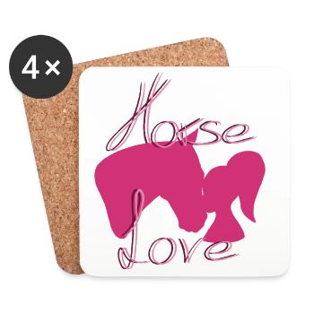 Amour des chevaux - Dessous de verre (lot de 4) - blanc - Devant