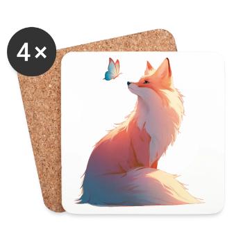 FoxButterflyLight - Dessous de verre (lot de 4) - blanc - Devant