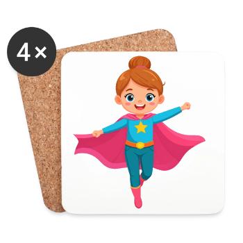 Super-héroïne volante de dessin animé avec une cape violette - Dessous de verre (lot de 4) - blanc - Devant