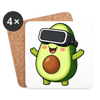 Avocado Cartoon Gamer Virtual Reality Comic - Untersetzer (4er-Set) - Weiß - Vorne