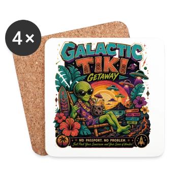 Galactic Tiki Alien Vacances rétro à Hawaï Science-fiction - Dessous de verre (lot de 4) - blanc - Devant