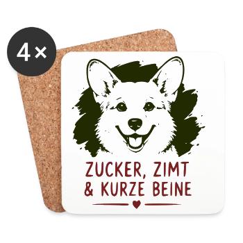 Zucker Zimt & Kurze Beine Hundemotiv - Untersetzer (4er-Set) - Weiß - Vorne