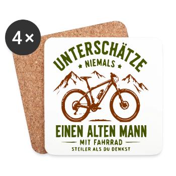 Unterschätze Nie Alten Mann Mit Fahrrad - Untersetzer (4er-Set) - Weiß - Vorne