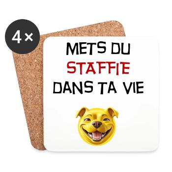 Mets du staffie dans ta vie - 111 - Dessous de verre (lot de 4) - blanc - Devant