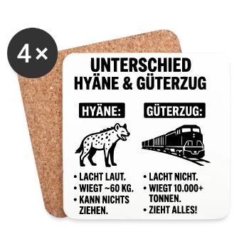 Güterzug und Hyäne - Untersetzer (4er-Set) - Weiß - Vorne