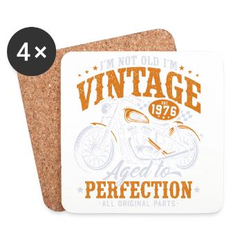 1976 Vintage Vintage Motorcycle Birthday Gift - Coasters (set of 4) - white - Front