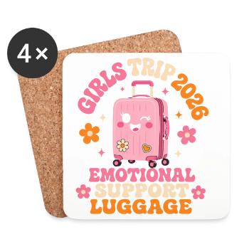 Girls Trip 2026 Emotional Support Luggage Saying - Coasters (set of 4) - white - Front
