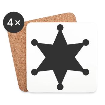 Insigne de Shérif Icône Solide Étoile Symb de l’Application de la Loi - Dessous de verre (lot de 4) - blanc - Devant