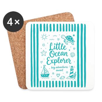 Tortue Petit Explorateur de l’Océan - Dessous de verre (lot de 4) - blanc - Devant