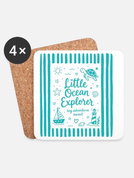 Schildkröte Little Ocean Explorer - Untersetzer (4er-Set) - Weiß