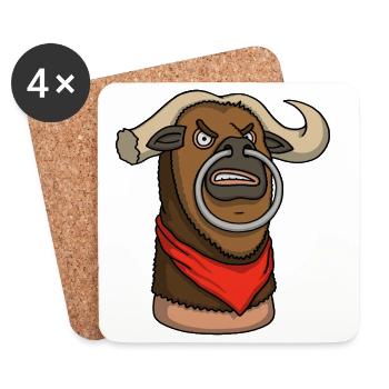 Toro – Cartoon Thumb Character - Untersetzer (4er-Set) - Weiß - Vorne